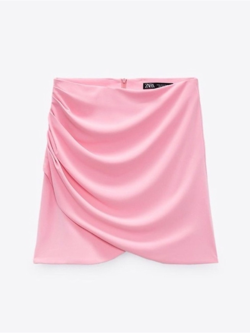Zara Pink Ruched Draped Wrap Mini Skirt